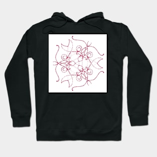 Raspberry Line Art Pattern on a White Background Hoodie